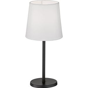 Fischer & Honsel Tafellamp Rimini | zandzwart mat| stoffen kap wit Chintz| H: 30 cm, D: 14 cm | met snoerschakelaar | 1x E14 max. 25 W zonder lamp