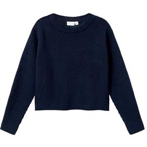 NAME IT Nkfvajsa Ls Short Knit Gebreide trui voor meisjes, Dark Sapphire, 134/140 cm