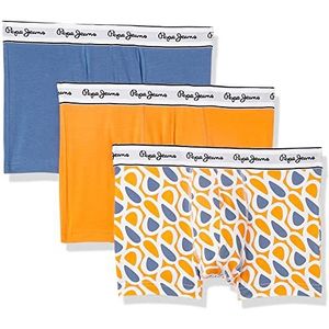Pepe Jeans Heren P Print Tk 3P Trunks, Oranje, S (Pack van 3), ORANJE, S