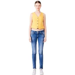 LTB Jeans Dames Molly M - Slim Fit met gemiddelde taille en ritssluiting in blauw van katoenmix - Maat W31L36, Wauna Wash 55182, 31W x 36L