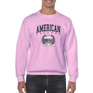 American College sweatshirt met ronde hals, lila, dames, maat L, model AC6, 100% katoen, Paars, L