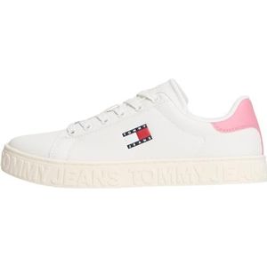 Tommy Jeans Dames TJW Logo Buitenzool Sneaker ESS EN0EN02703 Low Top, Roze (Ecru/Mystic Pink), 7.5 UK, Roze Ecru Mystic Pink, 42 EU