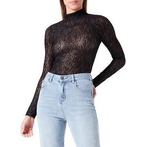 Koton Chiffon blouse voor dames, zijdezacht fluweel detail, zwart (999), S