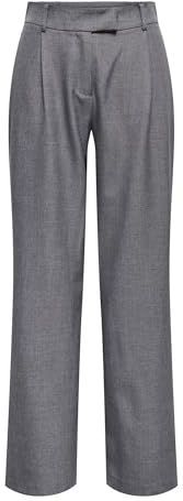 ONLY - Onllinda Hw STR Mel Pants - Damesbroek - Grijs - Rechte Pasvorm