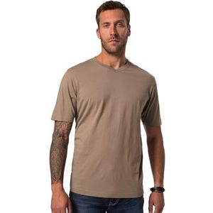 JP 1880 Heren grote maten grote maten Menswear L-8XL T-shirt, basic, V-hals, tot 8XL 702415, grijs-bruin, 8XL