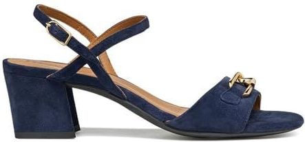 Geox - New Eraklia 50 - Leren Sandaal - Blauw - Middelhoge Hak