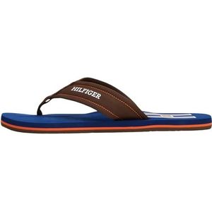 Tommy Hilfiger Heren Hilfiger H gewatteerde strandsandaal Fm0fm05536 Flip Flops, Bruin Legacy Bruin, 39 EU