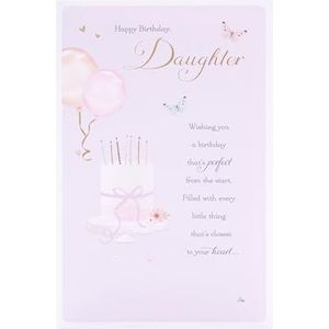 UK Greetings Verjaardagskaart voor dochter - lichtroze ontwerp - Thinking of You Range