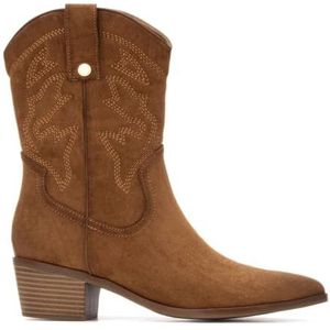 Xti - 14430702-CAMEL - Enkellaarsjes - Bruin - Ritssluiting - Casual
