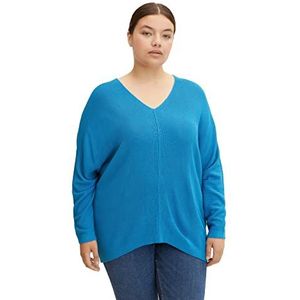 TOM TAILOR Dames Plussize trui met vleermuismouwen 1034675, 30095 - Sublime Teal Blue, 48 Grote maten