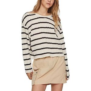 Vicaba L/S Cropped Top, Berken/Stripes: zwart, L