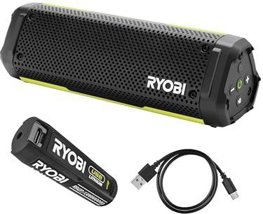 RYOBI - Draadloze Bluetooth-luidspreker - Waterdicht (IP67) - 4 Volt - 2 Ah USB Lithium Batterij
