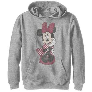 Disney Characters Polka Dot Minnie Boy's Hooded Pullover Fleece, Athletic Heather, Small, Athletic Heather, S