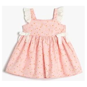 Koton Babygirls bloemenprint strappy ruches strik detail katoenen jurk, Roze Design (2d7), 18-24 maanden