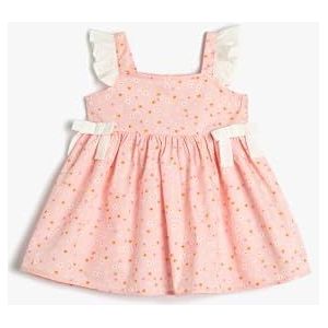 Koton Babygirls Bloemenprint Strappy Ruffle Bow-tie Detail Katoenen Jurk, Roze design (2d7), 12-18 maanden