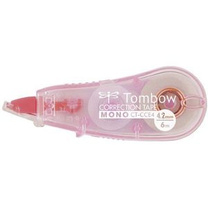 Tombow CT-CCE4-PK Mini-correctieroller, in het midden afrollen, 4,2 mm x 6 m, geblisterd, transparant roze