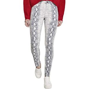 Urban Classics Dierenbroek voor dames, stretch, twill, skinny broek, meerkleurig (offwhite snake 02049), 26 Slim