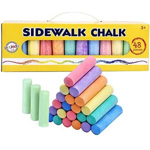 48 Piece Sidewalk (Pavement) Chalk assortiment van kleuren Groot voor het spelen van Outdoors Wordt geleverd met een handige draagtas en Handle