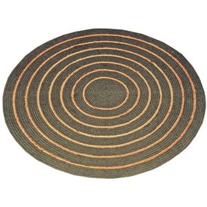 Atout Ciel Rond vloerkleed van gevlochten katoen, gestreept jute-effect, kaki, 120 cm