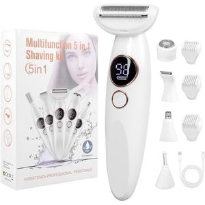 Carehabi 5-in-1 intiem scheerapparaat voor vrouwen, elektrisch scheerapparaat voor dames, intieme zone, IPX7 waterdicht, USB, trimmer voor gezicht, wenkbrauwen, lichaam, bikinizone (zonder laadstation