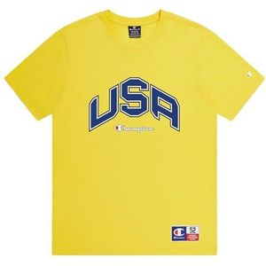 Champion Legacy Retro Sport - USA S/S Crewneck T-shirt, geel, M heren SS24, Geel, M