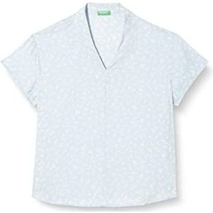 United Colors of Benetton Blusa 5UEFDQ04Q hemd, lichtblauw met bloemenpatroon 77A, XS dames, Lichtblauw met bloemenpatroon 77a, XS