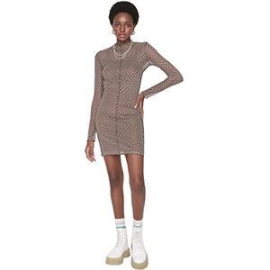 Trendyol Mini Bodycon getailleerde gebreide jurk voor dames, BRON, M