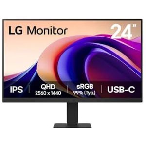 LG 24U631A-B 24 inch desktopmonitor - IPS-paneel QHD-resolutie (2560 x 1440), 5 ms 100 Hz, HDR 10, sRGB 99% (CIE1931), kantelbaar, HDMI 2.0, USB-C (15W)