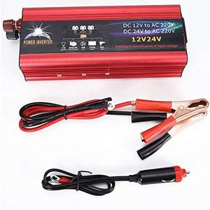 Auto omvormer, aluminium materiaal Universeel 12V 24V auto zonne-energie 2000W omvormer converteradapter 12V naar 220V