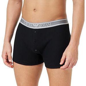 Emporio Armani Heren Mannen Geribbeld Stretch Cotton Boxer Shorts, zwart, XL