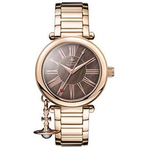 Vivienne Westwood Mother Orb Dames Quartz Horloge met Bruin MOP Dial & Rose Gold Roestvrij Staal Armband VV006PBRRS, Bruin, 32 mm, VV006PBRRS-AMZUK