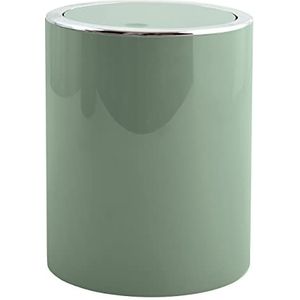 MSV MS5028 Design vuilnisemmer Aspen met schommeldeksel, 6 l, diameter x hoogte: 18,5 x 26 cm, groen, kunststof