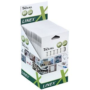 LINEX 400098267 Tack-All hechtelastiek 25 x 80 pads, voorgestanste weer verwijderbare kleefpads, kleine witte vierkanten