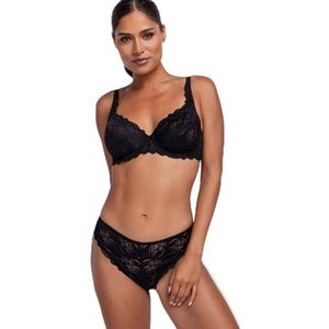 DORINA ANGIE-2PP-Wired Bra Angie set van twee ongevoerde beha's, kant en microvezel, beugelondersteuning, zwart en fuchsia, Zwart/Fuchsia, 100E