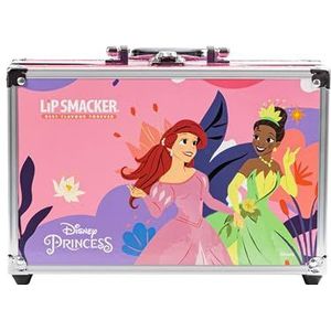 Lip Smacker Disney PRINSES Traincase voor Kinderen, 40+ Make-up Cadeauset met Lipgloss, Romige Oogschaduwen & Nagellakken, Haar- & Make-upaccessoires Inbegrepen voor de Prinsessenlook van je Kinderen