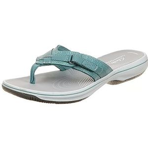 Clarks Breeze Sea Teenslippers voor dames, Blauwgroen Synthetisch, 41 EU