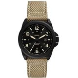 Fossil Bronson Taupe Nylon Horloge met Drie Wijzers en Datum