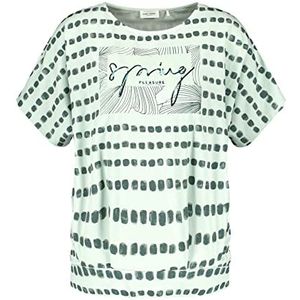 Gerry Weber Damesshirt met patroonmix korte mouwen, overgesneden schouders T-shirt 1/2 mouw overshirt met patroon, Mint/Pine, 46
