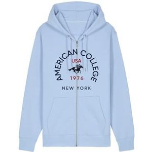 AMERICAN COLLEGE USA Sweatshirt met ritssluiting, hemelsblauw, maat XXL, casual, Blauw, XXL