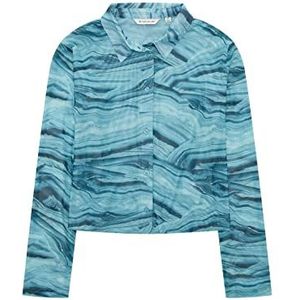 TOM TAILOR Meisjes Cropped shirt voor kinderen van mesh 1033909, 30701 - Aqua Marble Print, 152