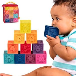 B. Toys Babyspeelgoed, zachte bouwblokken, bouwstenen, motoriek, educatief speelgoed, stapelkubus met cijfers en dieren voor baby's vanaf 6 maanden (10 delen)