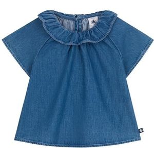 Petit Bateau Baby meisje A0CP2 blouse met korte mouwen, blauw, 3 maanden, blauw, 3 Maanden