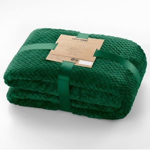 DecoKing Henry knuffeldeken van 70 x 150 cm, flessengroen, deken, microvezel, woondeken, sprei, fleece, zacht, behaaglijk, Scandinavische stijl, groen, donkergroen