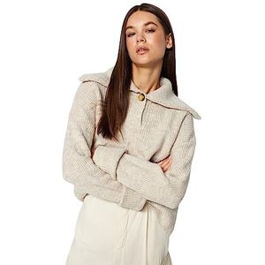Trendyol Damen Regular fit Basic Ronde Hals Gebreide Trui, Beige, S, Beige, S