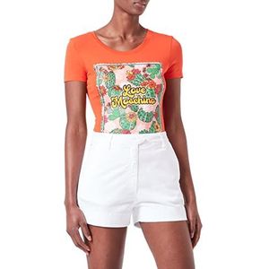 Love Moschino Dames High Waist in Stretch Lyocell Gabardine Casual Shorts, wit (optical white), 44 NL