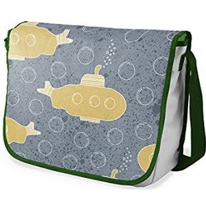 Bonamaison Digitaal bedrukte Messenger schooltas met kaki riem voor studenten, crossbody tas, koerierstas, schoudertas voor kinderen, meisjes, jongens, maat: 29x36 cm