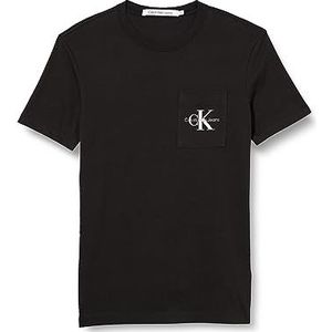Calvin Klein Jeans Heren Core Monologo Pocket Slim Tee S/S T-shirts, zwart., 3XL grote maten tall