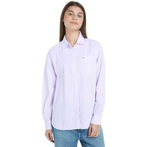 Tommy Jeans Dames TJW Boxy Stripe linnen overhemd, lavendel bloem/streep, XS, Lavendel Bloem/Streep, XS