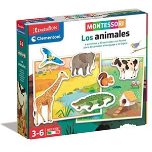 Education Clementoni Montessori Los Animales, Educatief spel Montessori dieren, speelgoed in het Spaans tot 3 jaar (55452), Diverse, Medium