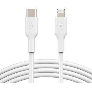Belkin USB-C/Lightning-kabel (iPhone-snellaadkabel voor iPhone 14 en ouder) Boost Charge MFi-gecertificeerde USB-C-kabel voor iPhone (wit, 2 m)